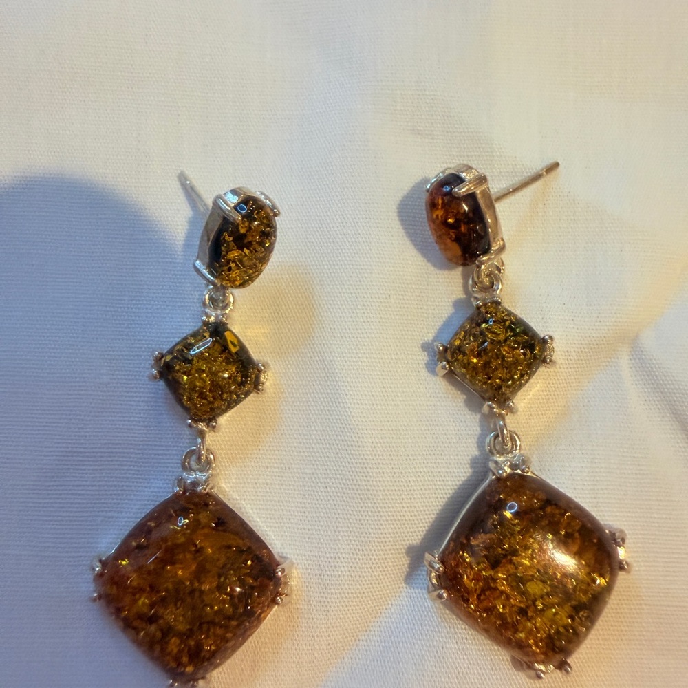 Elegant Amber Dangle Earrings